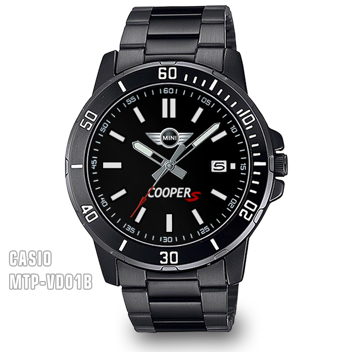 Casio MTP-VD01B - Crni muški sat sa logom, amblemom, grbom
