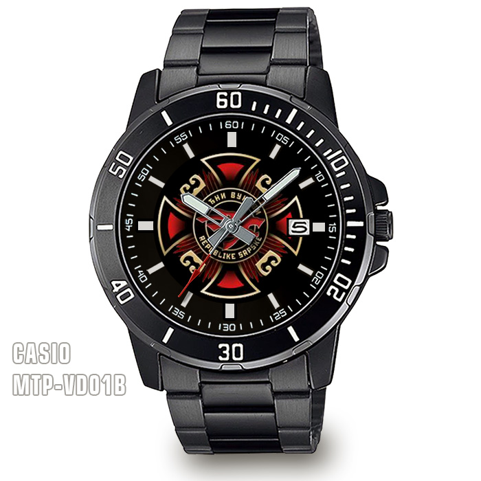 Casio MTP-VD01B - Crni muški sat sa logom, amblemom, grbom-2