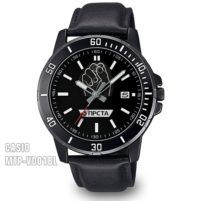 Casio MTP-VD01BL - Crni sat sa logom, amblemom, grbom-1