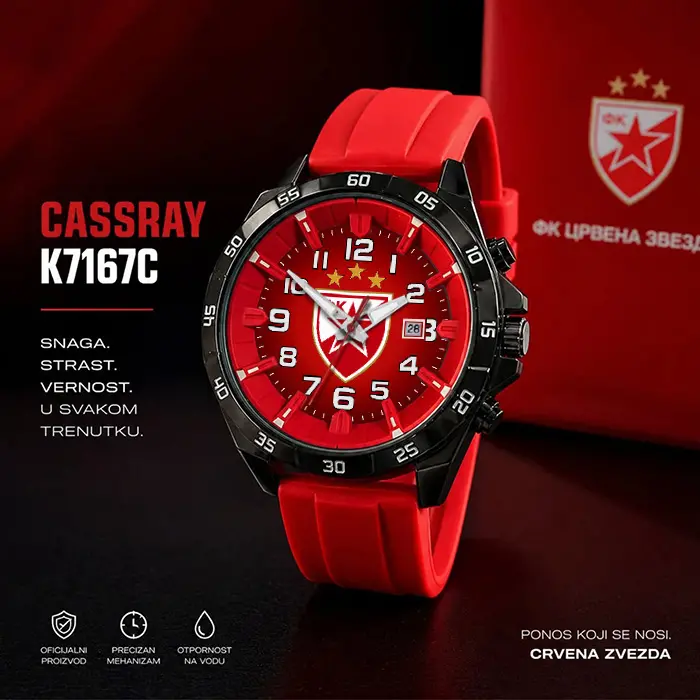 Ručni sat FK CRVENA ZVEZDA Cassray K7167C- Grb FK C. Zvezda-6 Ručni sat FK CRVENA ZVEZDA Cassray K7167C- Grb FK C. Zvezda-6