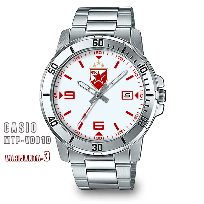 Crvena Zvezda satovi za Delije Casio MTP-VD01D (beli)-2