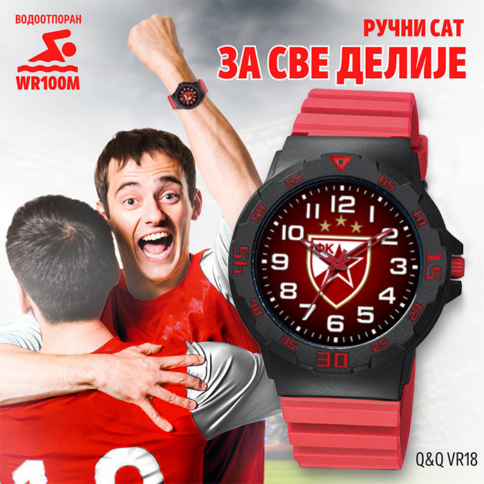 Q&Q VR18 FK Crvena Zvezda crveni ručni sat-4